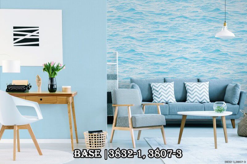 Một phong cách mới, trẻ trung và hiện đại được tạo ra bởi sự kết hợp của hai mẫu giấy dán tường 3831-1 và 3807-3.